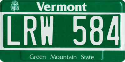 VT license plate LRW584