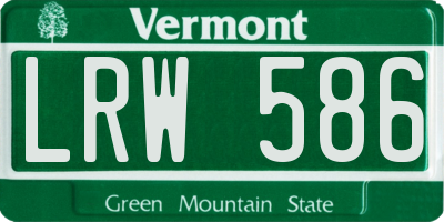 VT license plate LRW586