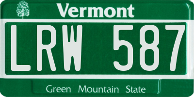 VT license plate LRW587