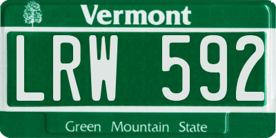 VT license plate LRW592