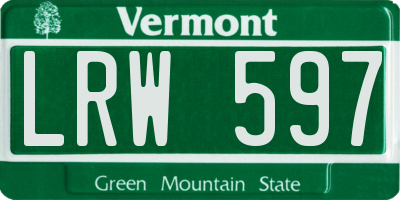 VT license plate LRW597