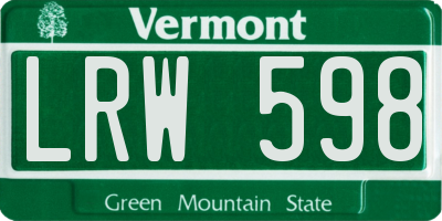 VT license plate LRW598