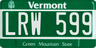 VT license plate LRW599