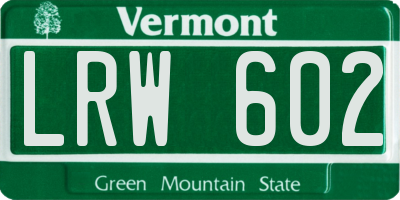 VT license plate LRW602