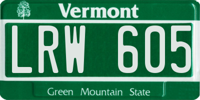 VT license plate LRW605
