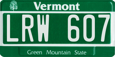 VT license plate LRW607
