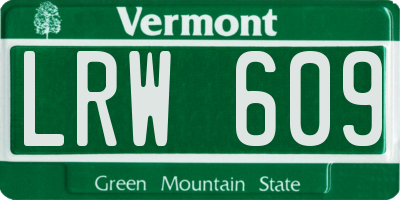 VT license plate LRW609