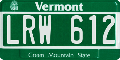 VT license plate LRW612