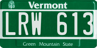 VT license plate LRW613