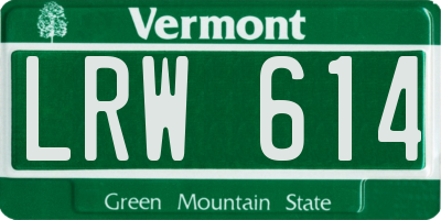 VT license plate LRW614