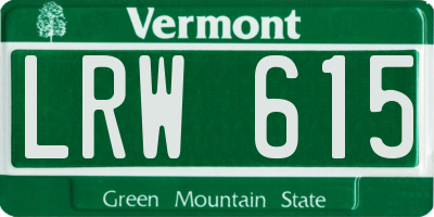 VT license plate LRW615