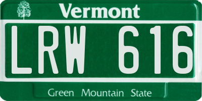 VT license plate LRW616