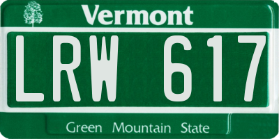 VT license plate LRW617