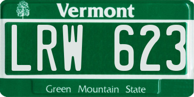 VT license plate LRW623