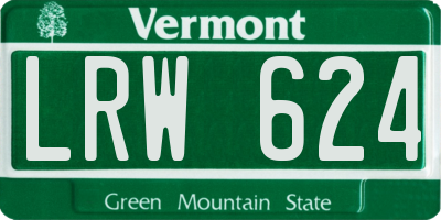 VT license plate LRW624