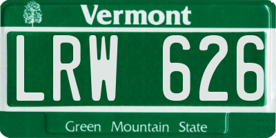 VT license plate LRW626