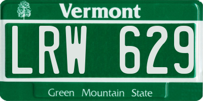 VT license plate LRW629