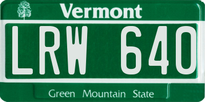 VT license plate LRW640