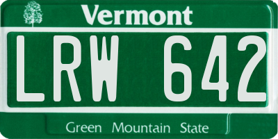 VT license plate LRW642