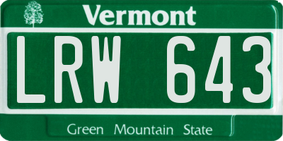 VT license plate LRW643