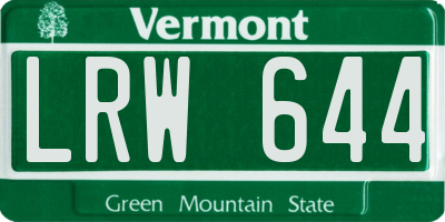 VT license plate LRW644