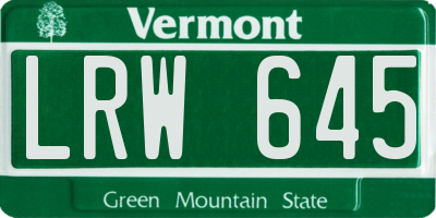 VT license plate LRW645