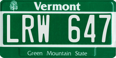 VT license plate LRW647