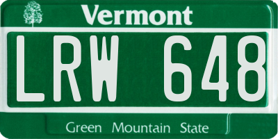 VT license plate LRW648