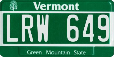 VT license plate LRW649