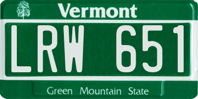 VT license plate LRW651
