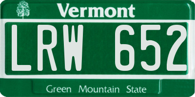 VT license plate LRW652