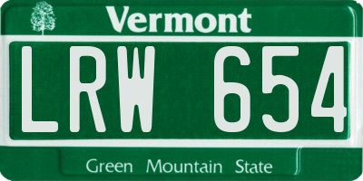 VT license plate LRW654