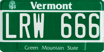 VT license plate LRW666