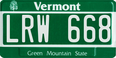VT license plate LRW668