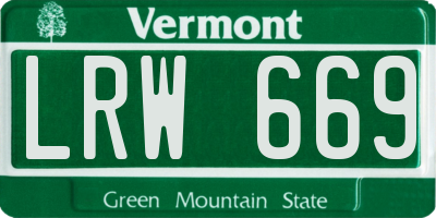 VT license plate LRW669