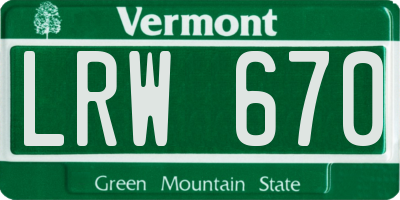 VT license plate LRW670