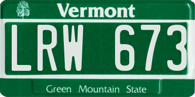 VT license plate LRW673