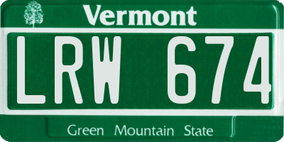 VT license plate LRW674