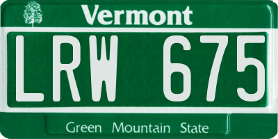 VT license plate LRW675