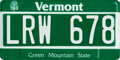 VT license plate LRW678