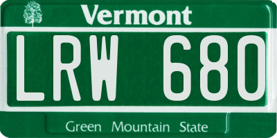 VT license plate LRW680