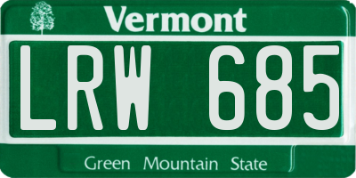 VT license plate LRW685