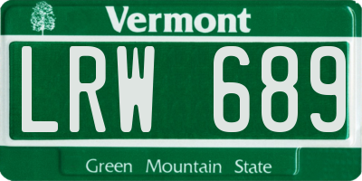 VT license plate LRW689