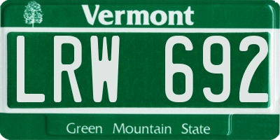 VT license plate LRW692