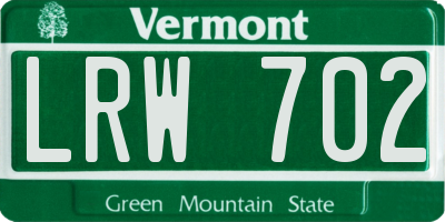 VT license plate LRW702