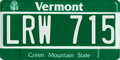 VT license plate LRW715