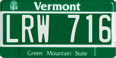 VT license plate LRW716