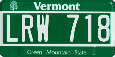 VT license plate LRW718