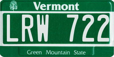 VT license plate LRW722