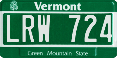 VT license plate LRW724